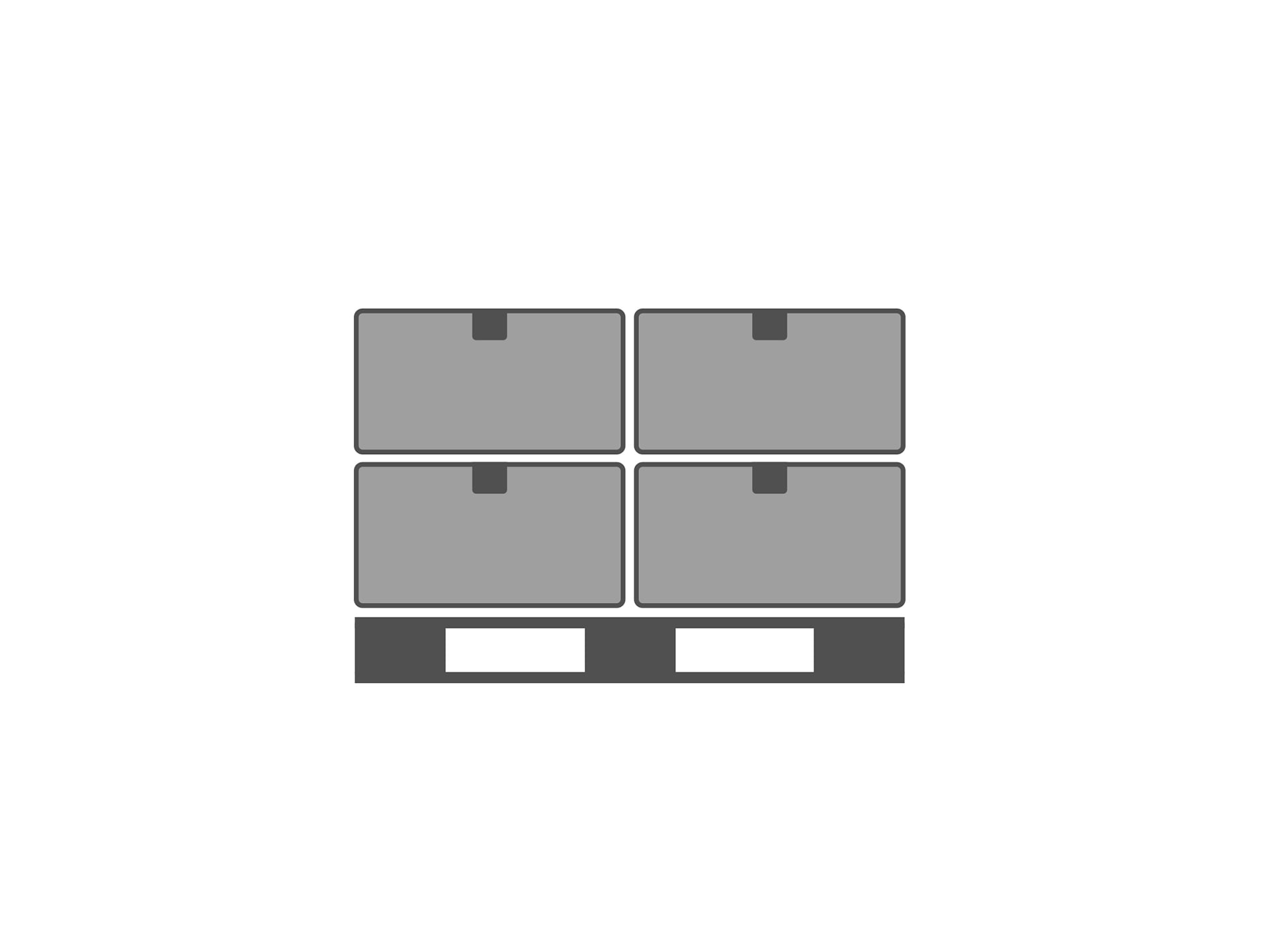 Diagram of four cartons stacked on a pallet