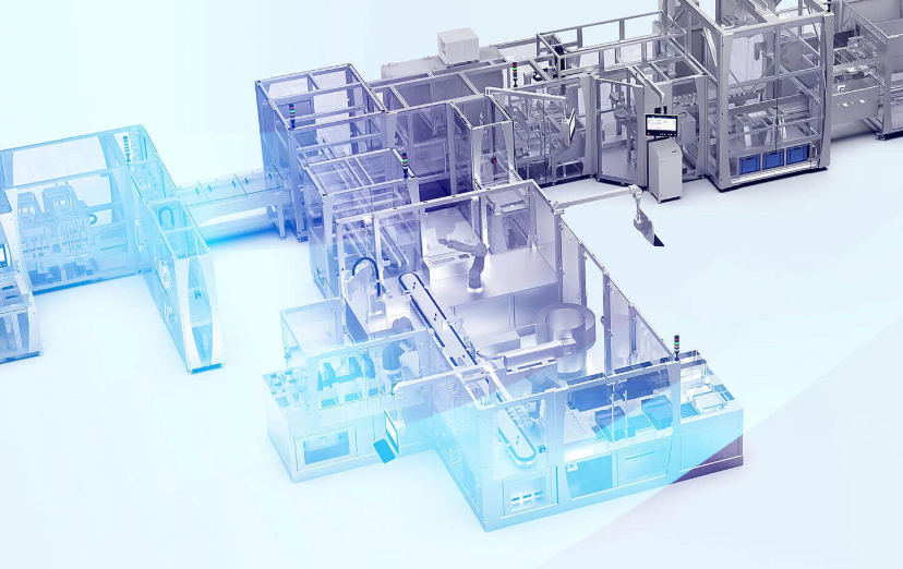 Automatisierte Verpackungsanlage von KOCH mit mehreren Maschinenmodulen und Handhabungssystemen