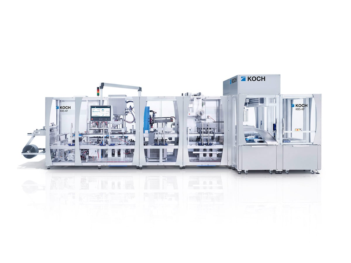 KOCH KBS-KF blister machine with film roll, signal light, touchscreen and glass guarding