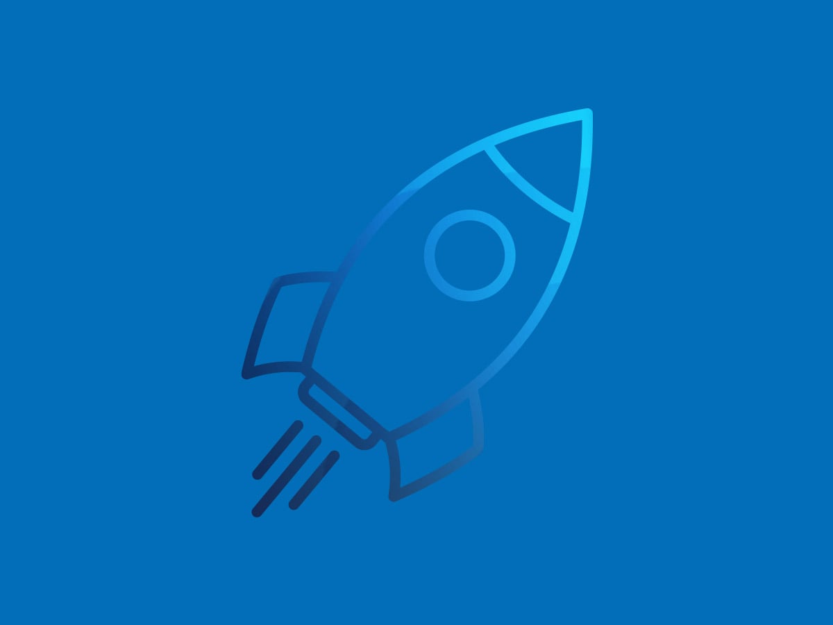 Icon of a launching rocket symbolising project acceptance and ramp-up