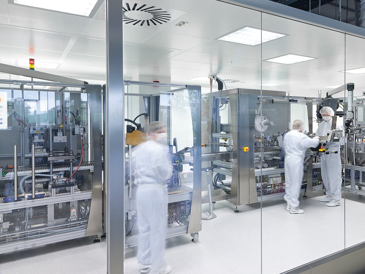 Dental instruments on automated packaging line