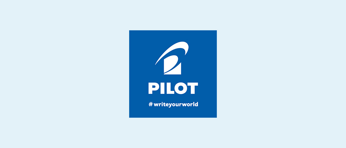 PILOT logo with the hashtag write your world, customer in this KOCH packaging reference