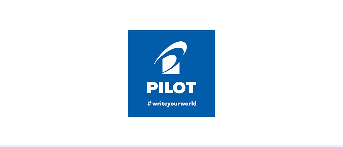 PILOT logo with the hashtag write your world, customer in this KOCH packaging reference
