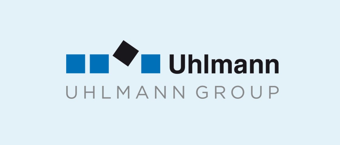 Uhlmann Group logo with three squares and wordmark, partner in this joint KOCH packaging project