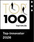 TOP 100 Top-Innovator 2026 award badge, recognising KOCH Pac-Systeme among Germany's top innovation companies