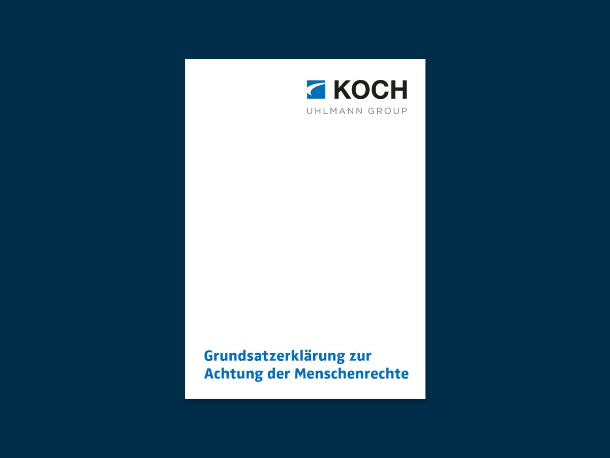 Cover of the KOCH Pac-Systeme statement of principles on human rights, available for download on the Code of Conduct page