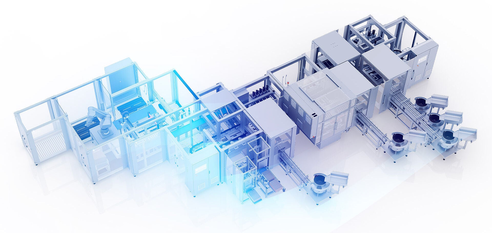 3D visualisation of a modular turnkey production line for air freshener manufacturing